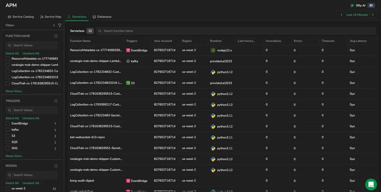 Serverless drilldown