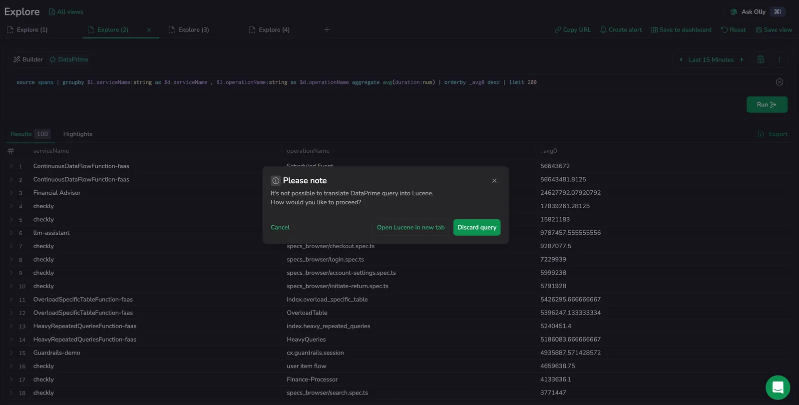 Switch between queries