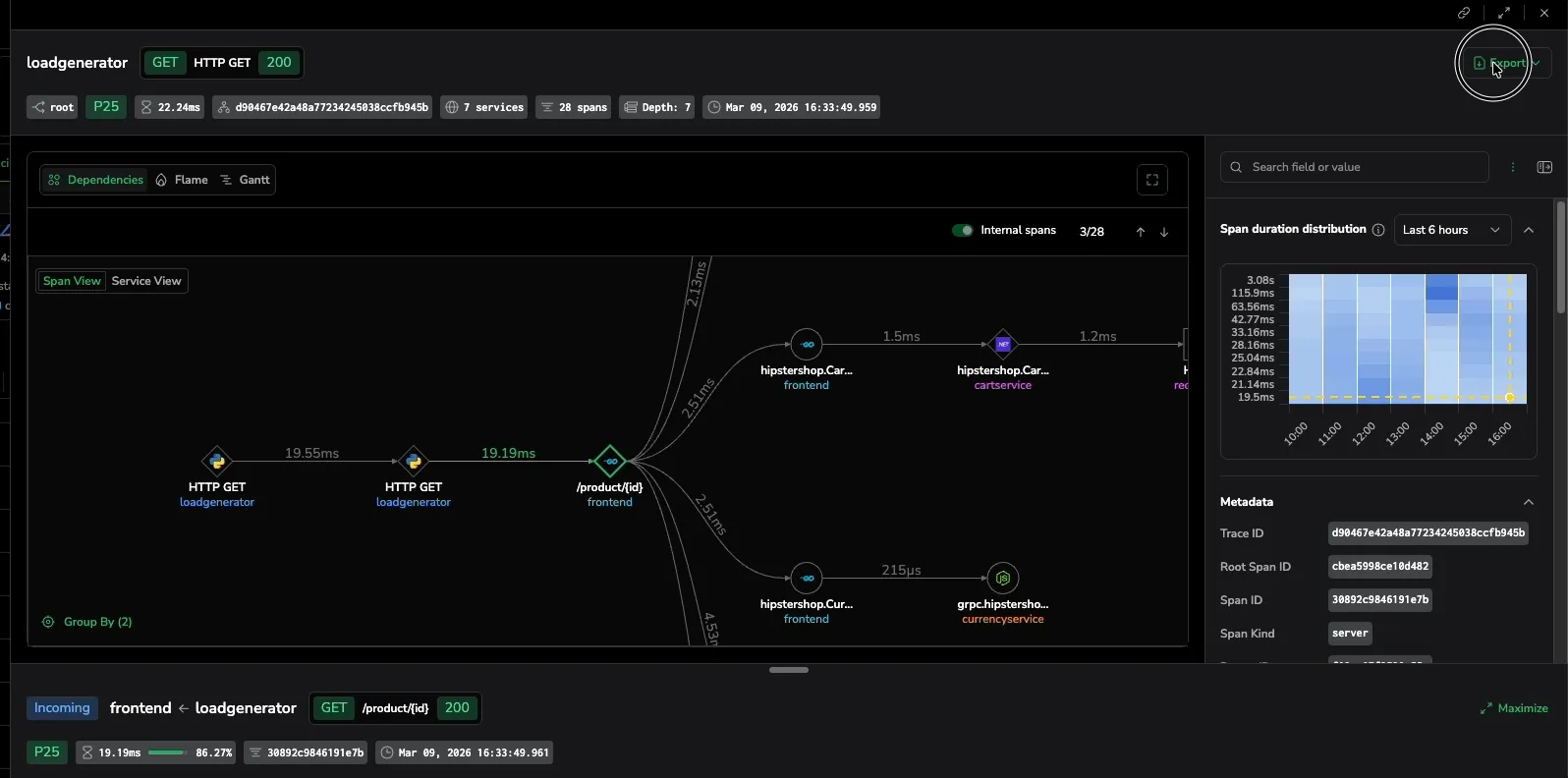 Export actions