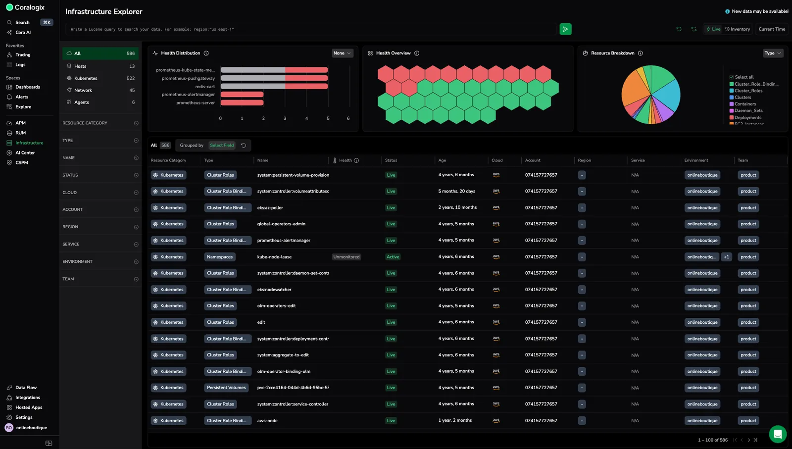 Infra explorer home view