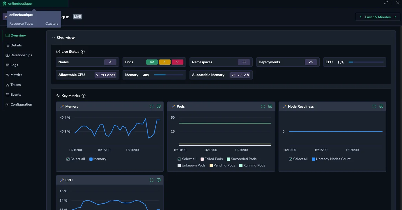 Investigative view of a resource in Infrastructure Explorer