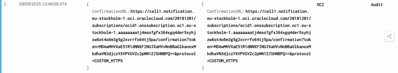 OCI confirm subscription