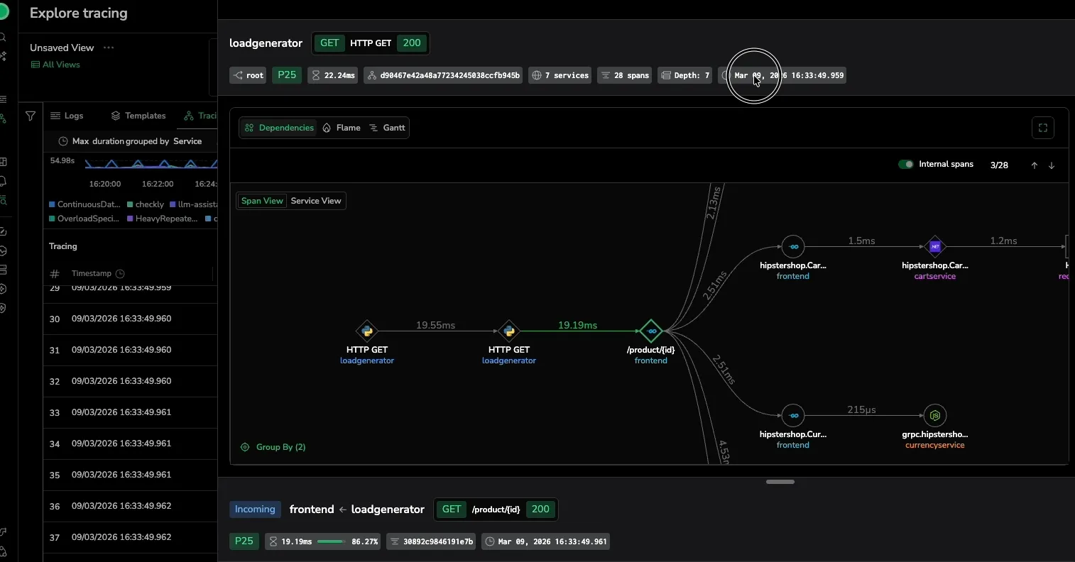 Timestamp actions