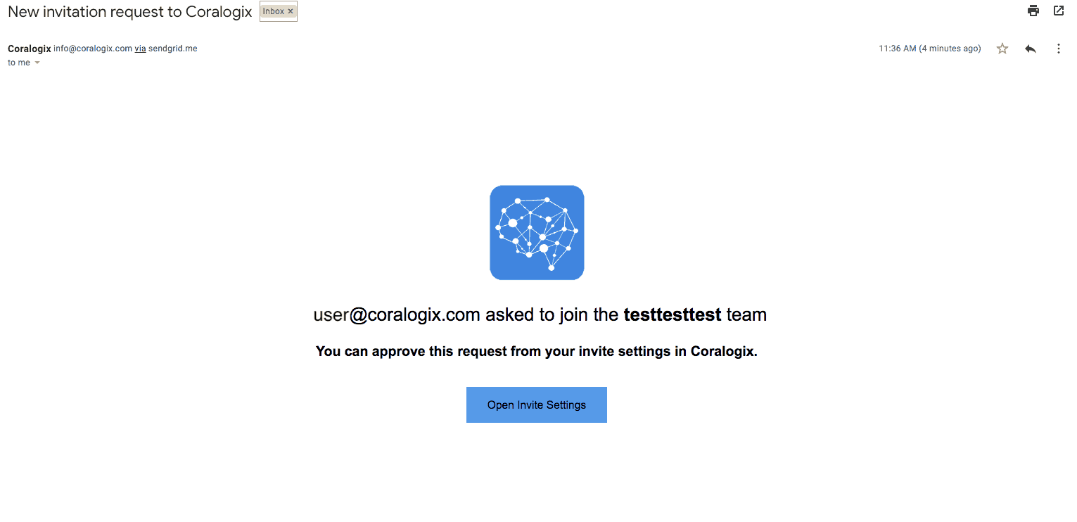 coralogix sso request sent to admin