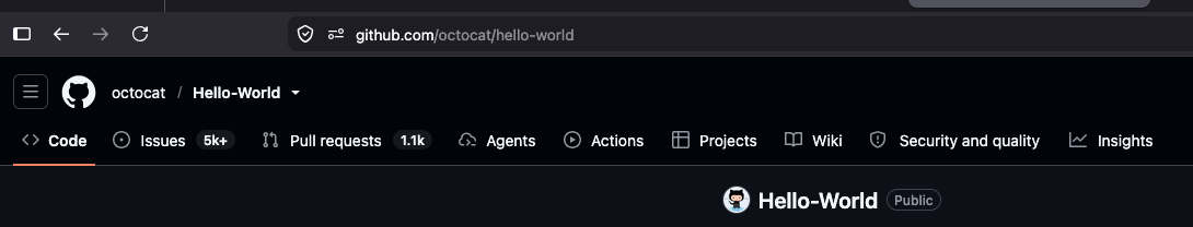 GitHub repository header breadcrumb showing the owner segment before the repository name
