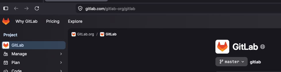 GitLab project breadcrumb showing the group namespace before the project name