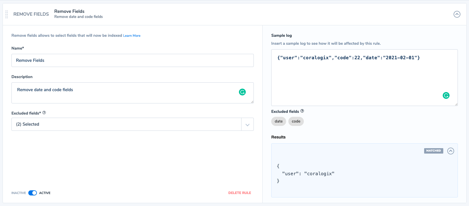 Log Parsing Rules - Coralogix