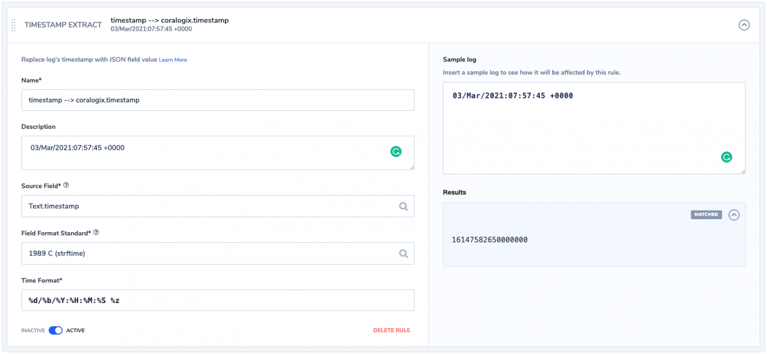 Log Parsing Rules - Coralogix