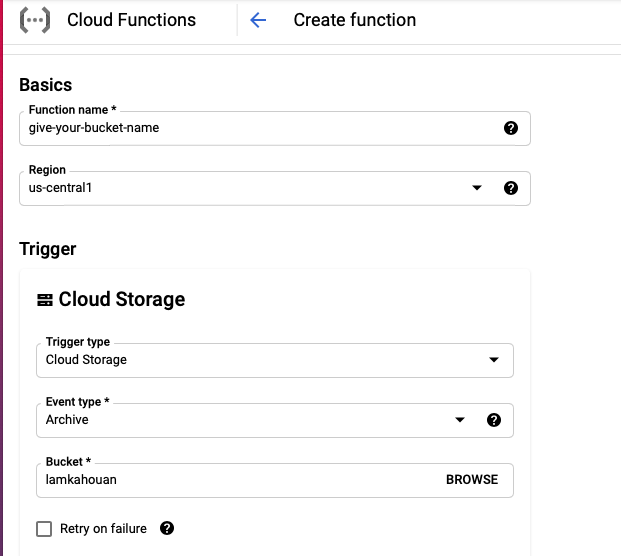 create google clouds function