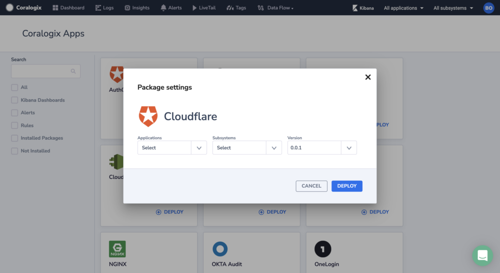 deploy a Coralogix extension package
