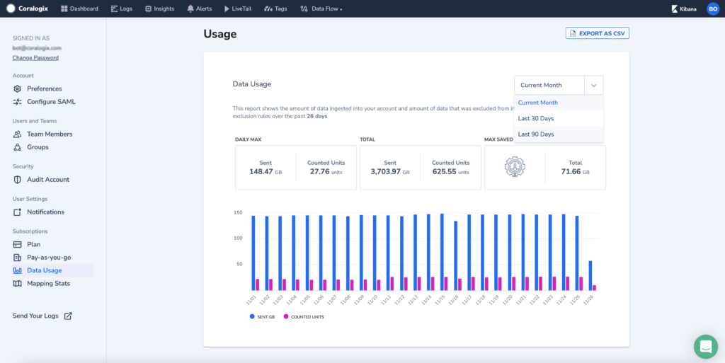 Settings -> Data Usage