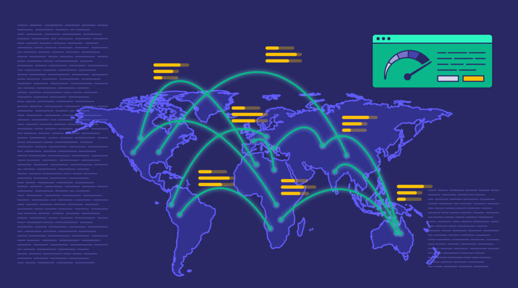 Illustration of CDN networks worldwide.
