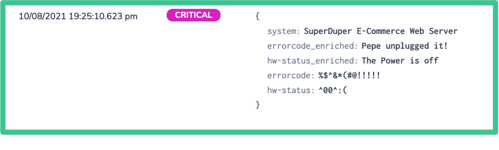 enriched log event coralogix