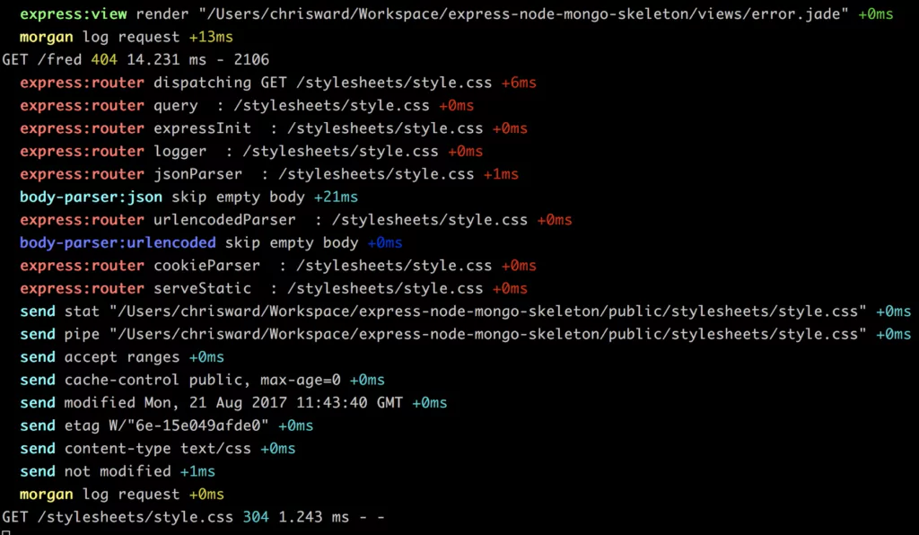 debug node logging