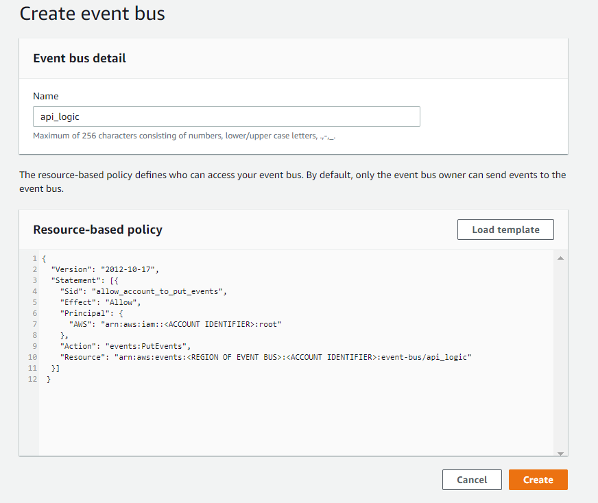 create new event bus eventbridge