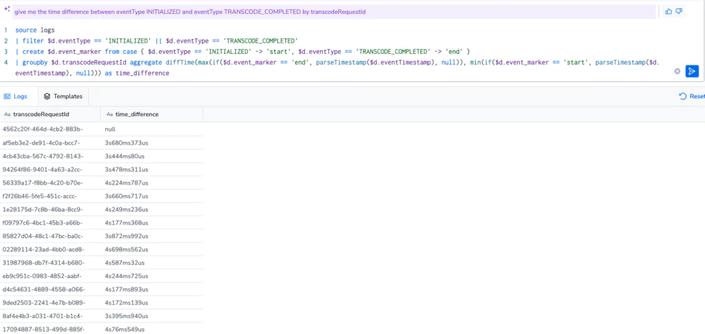 AI assisted log querying