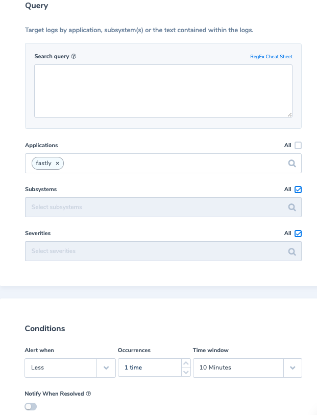 coralogix fastly blog no logs alert
