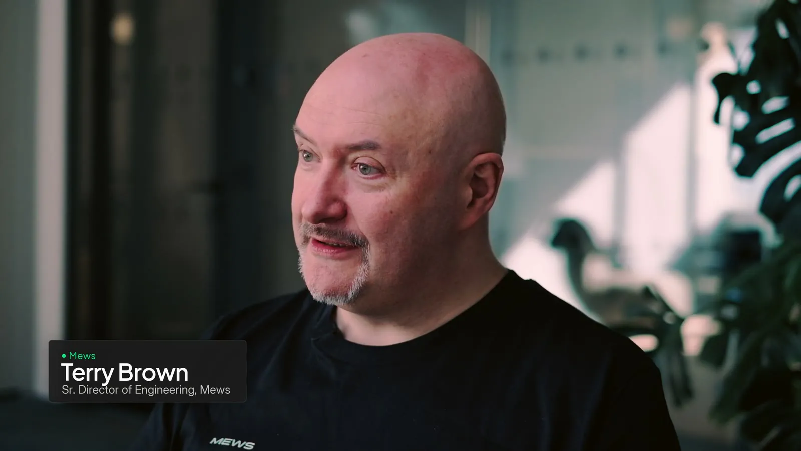 Terry Brown, Senior Director of Engineering at Mews, in the Mews customer story video